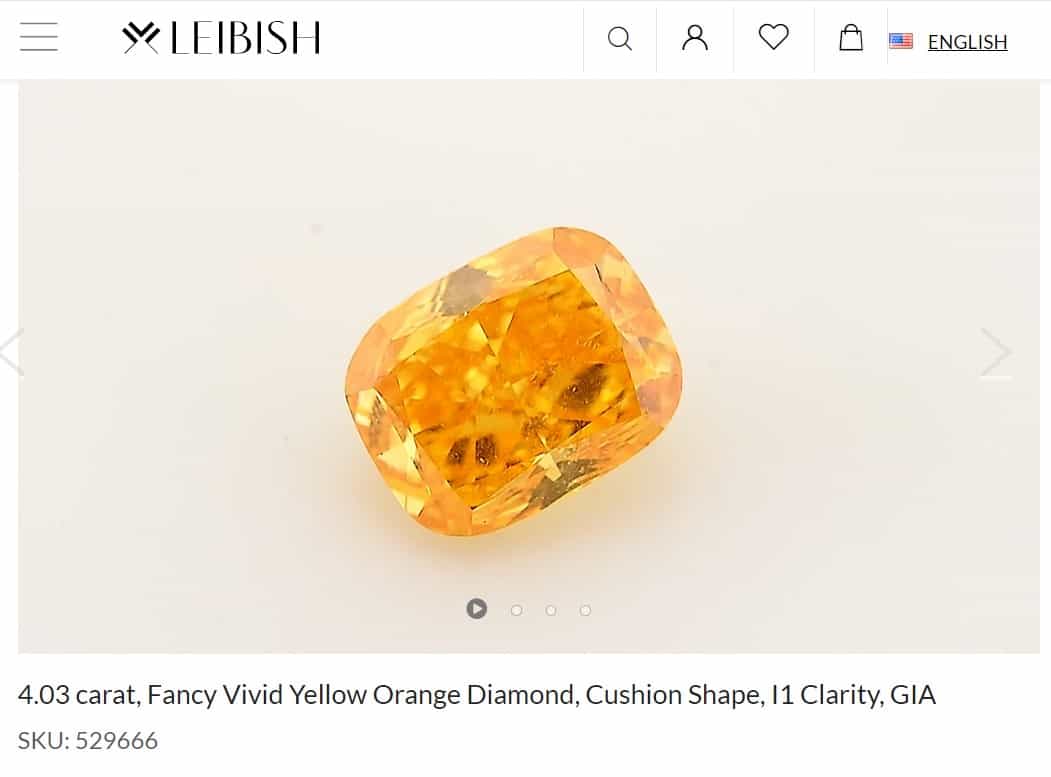 fancy vivid yellow orange diamond, 4.03 carats fancy vivid yellow orange diamond, 4.03 carats