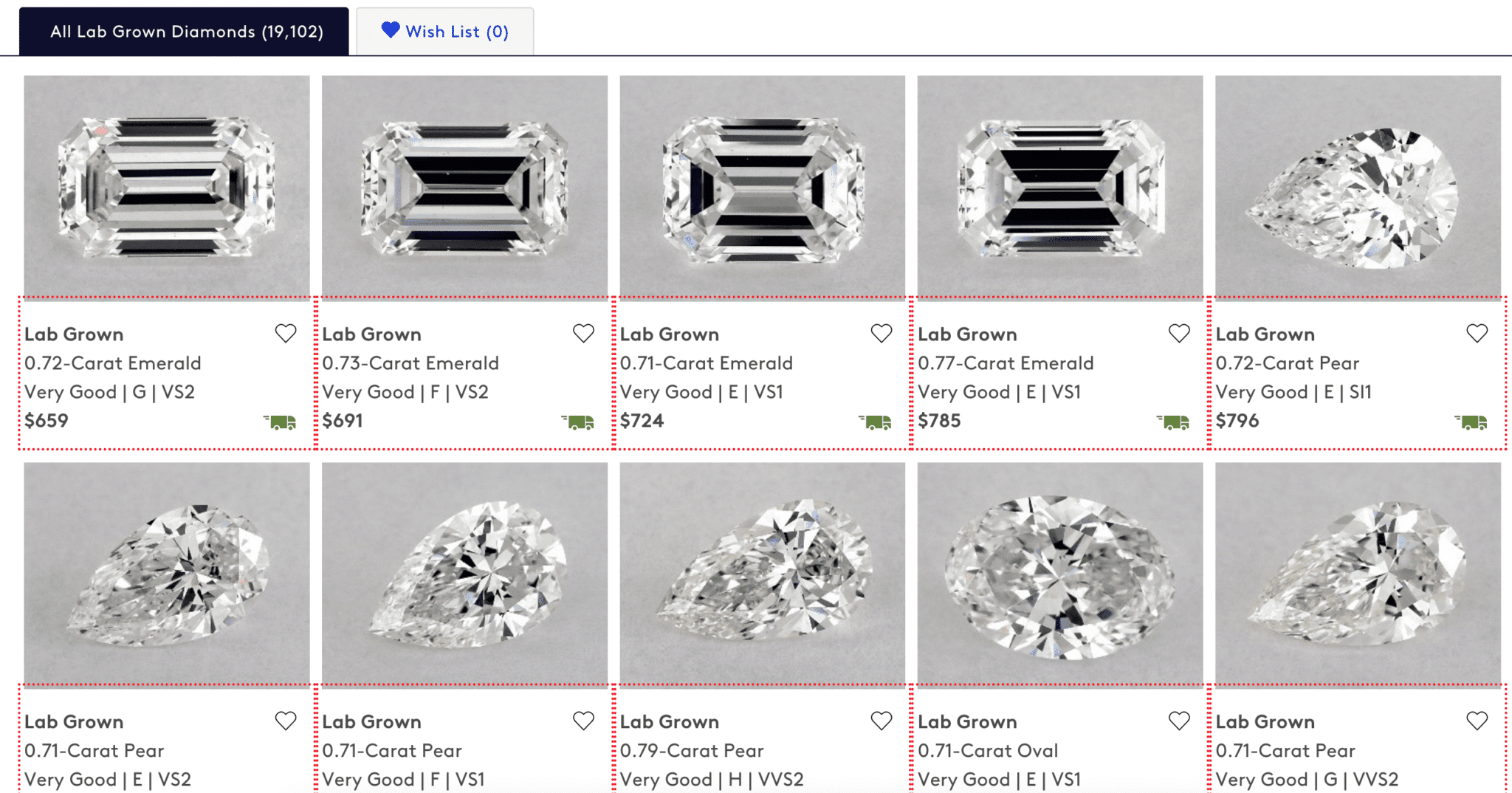 blue nile lab grown diamonds selection