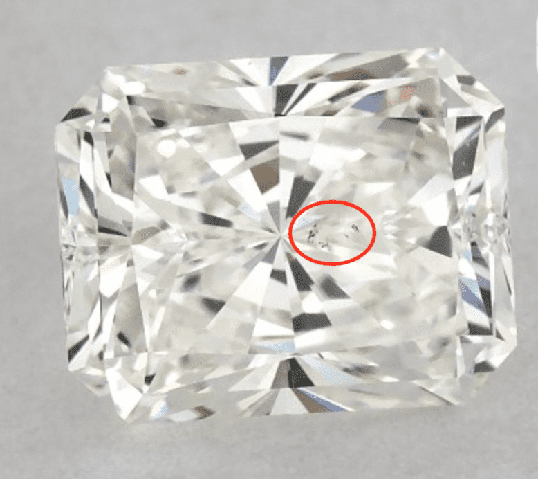 VS2 Clarity Radiant Diamond, with inclusions