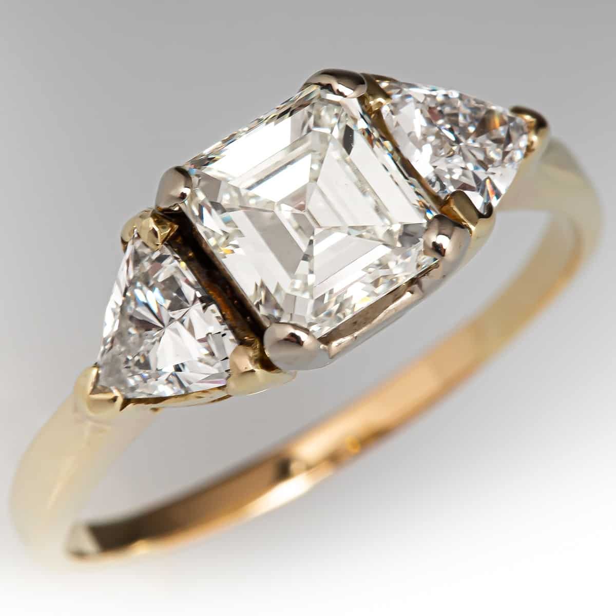 1.01 ct emerald cut L color VS2 diamond in 14k yellow gold 1.01 ct emerald cut L color VS2 diamond in 14k yellow gold