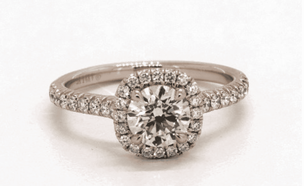 James Allen 1.18 Carat K-VVS2 Excellent Cut Round Diamond Cushion Outline And Pavé Gallery