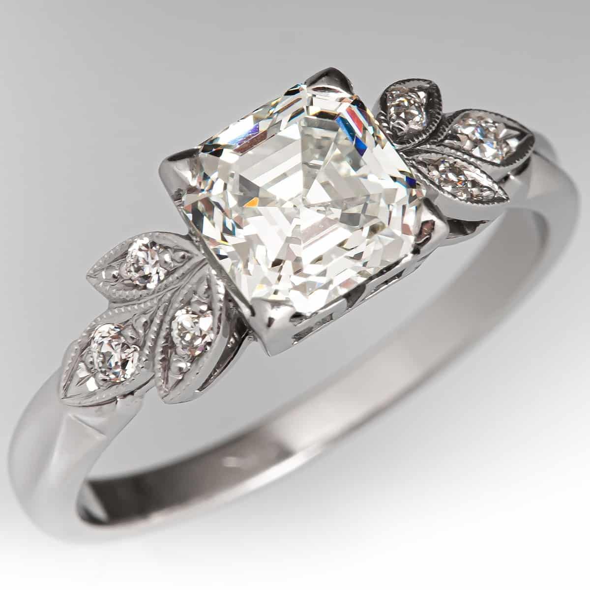 1.38 ct square emerald cut M color VS1 in platinum -eragem 1.38 ct square emerald cut M color VS1 in platinum