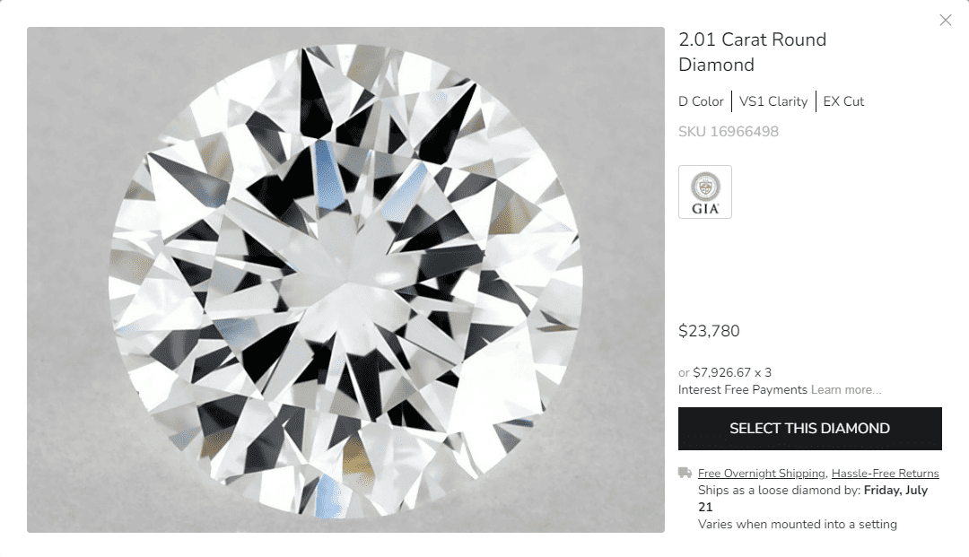 Price Screenshot, D diamond