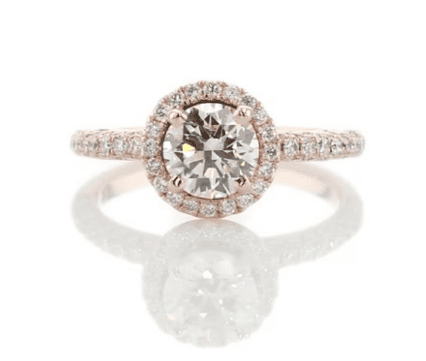 k diamond in rose gold setting