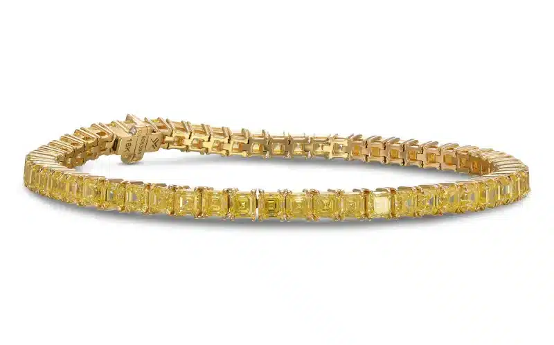 Fancy Intense Yellow Asscher Diamond Tennis Bracelet Fancy Intense Yellow Asscher Diamond Tennis Bracelet