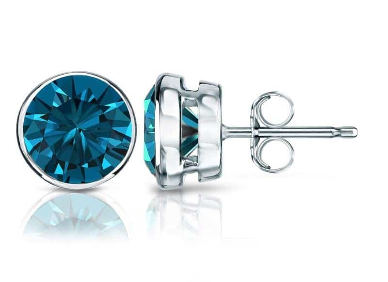 blue diamond stud earrings