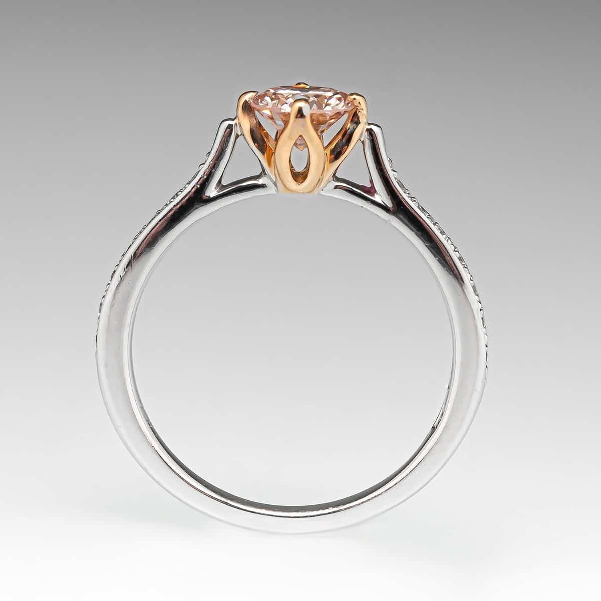 very light pink diamond 0-53 carat rose gold setting sideview