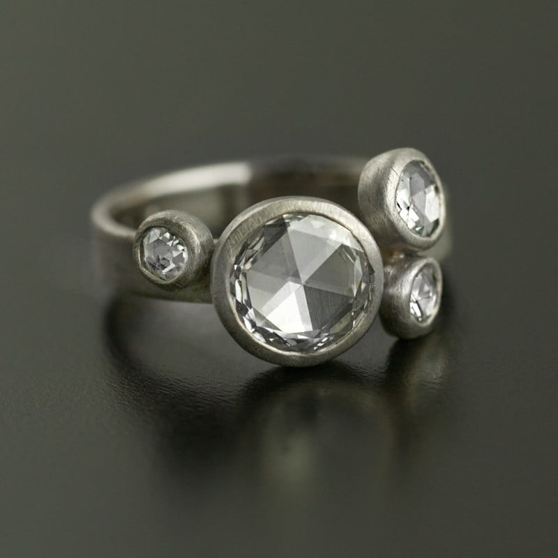 bezel set rose cut diamond ring