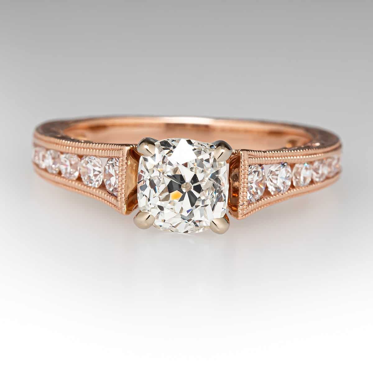 old mine cut diamond engagement ring rose gold old mine cut diamond engagement ring rose gold