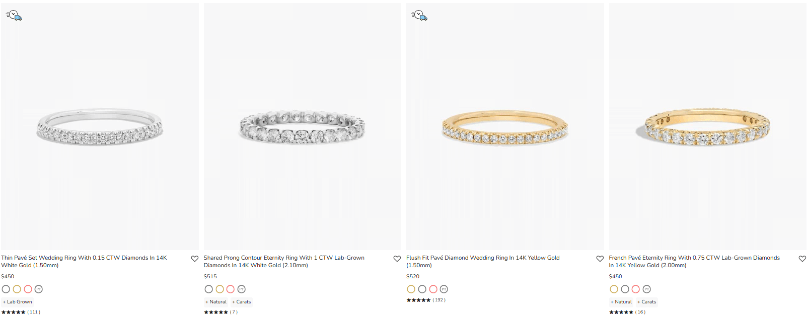 James Allen diamond wedding rings in 14K white and yellow gold – elegant pavé and eternity designs perfect for buying jewelry online.