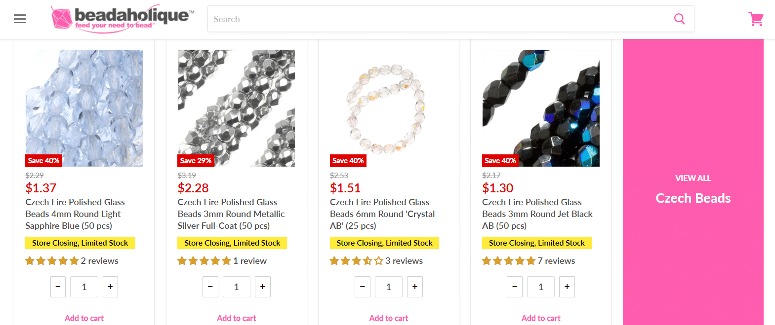 Beadaholique jewelry supplies store — Czech fire-polished glass beads on sale, one of the Best Places to Buy Jewelry Supplies Online