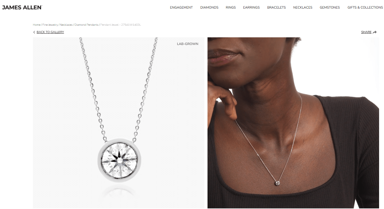 James Allen White Gold Bezel Lab-Grown Diamond Pendant